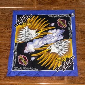 Harley-Davidson Blue and Yellow Bandana with Bird Motifs